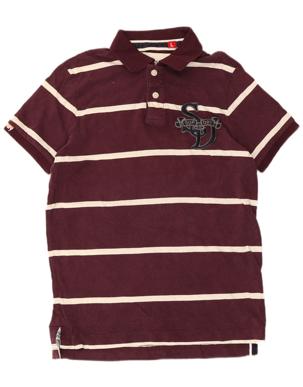Superdry Polo Graphique Homme Large Maroon Rayé Coton