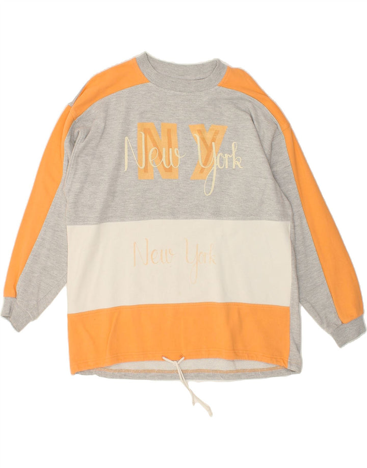 VINTAGE Womens New York Graphic Sweatshirt Jumper UK 14 Medium Grey Vintage Vintage and Second-Hand Vintage from Messina Hembry 