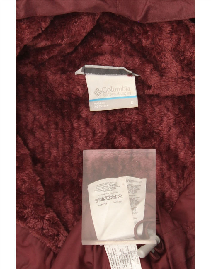 COLUMBIA Veste coupe-vent surdimensionnée à capuche pour femme UK 10 Petit Bordeaux