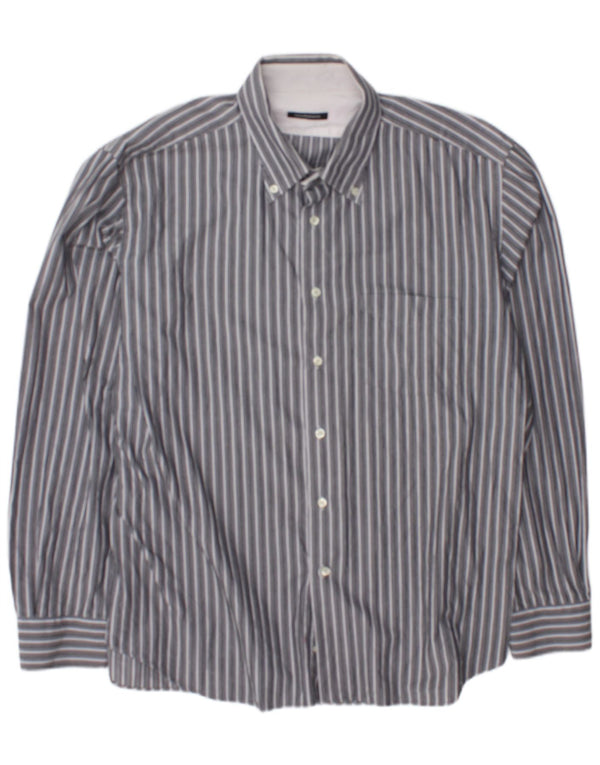 Roccobarocco Chemise Homme Taille 45 18 2XL Gris Rayé
