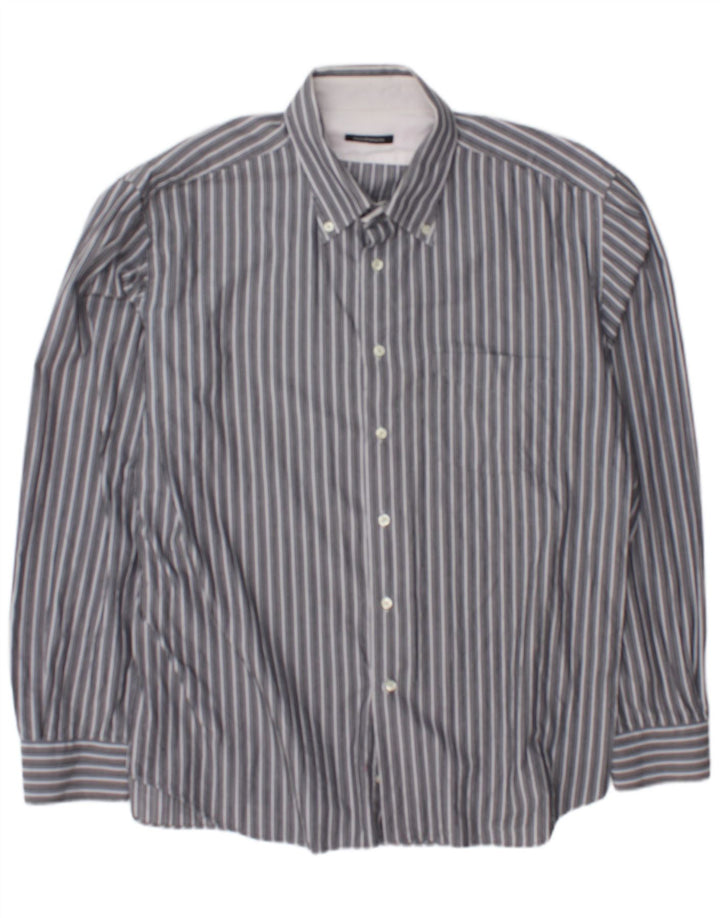 Roccobarocco Chemise Homme Taille 45 18 2XL Gris Rayé