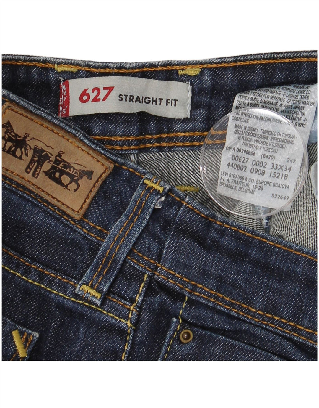LEVI'S Jean Droit 627 Femme W33 L29 Bleu Marine Coton