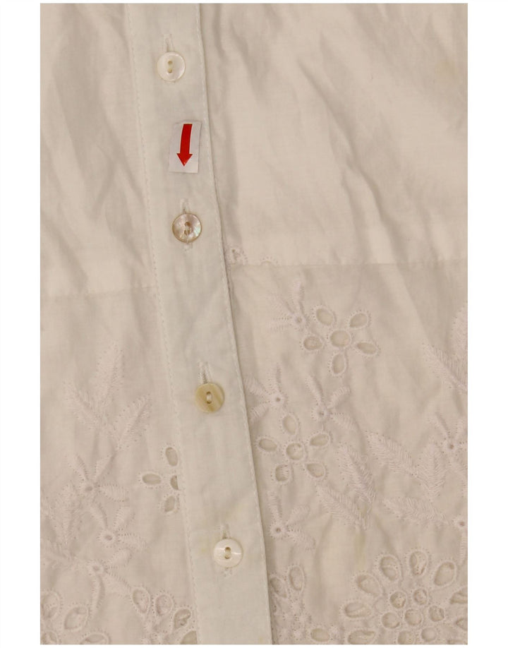 WAREHOUSE Chemisier à manches courtes pour femme UK 10 Petit Blanc Polyester