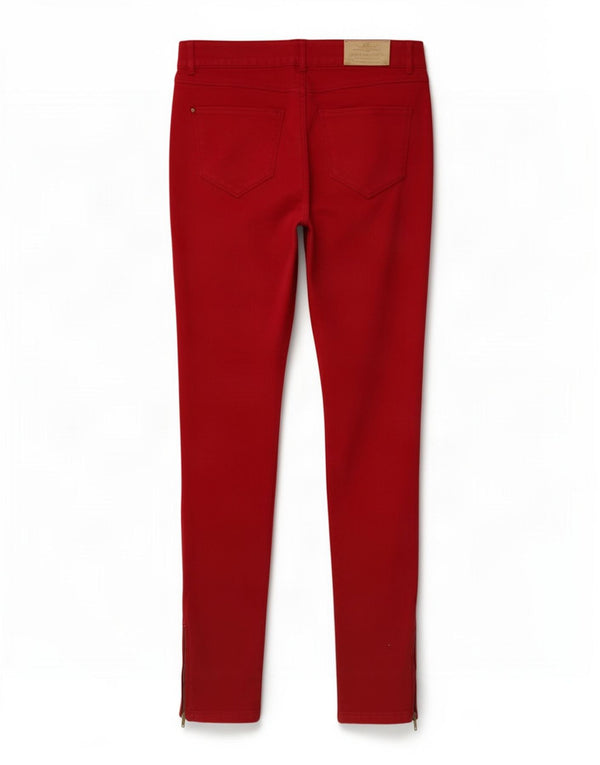 Zara Pantalon décontracté skinny pour femme EU 42 Large W32 L29 Coton rouge