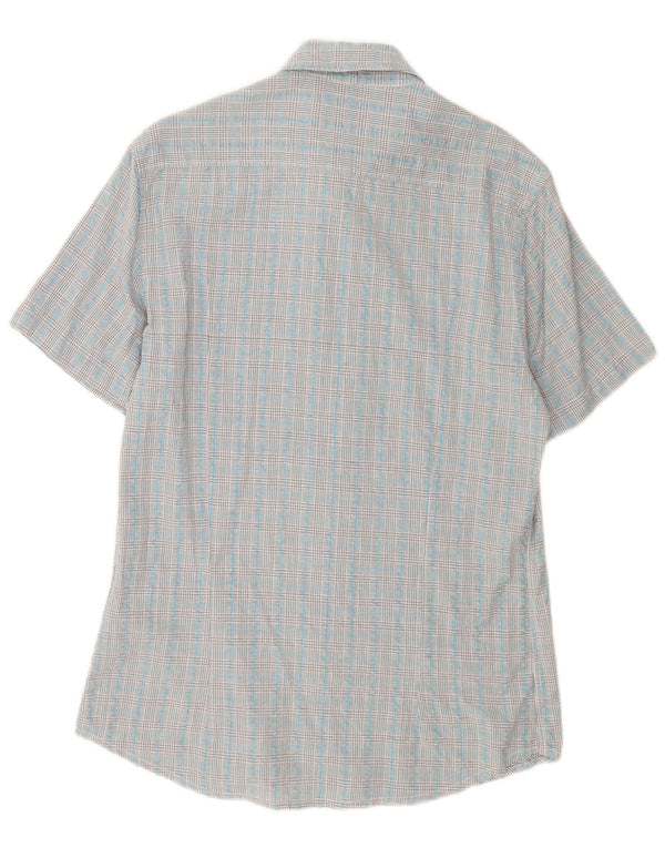Kappa Chemise à Manches Courtes Homme Bleu Moyen Carreaux Coton