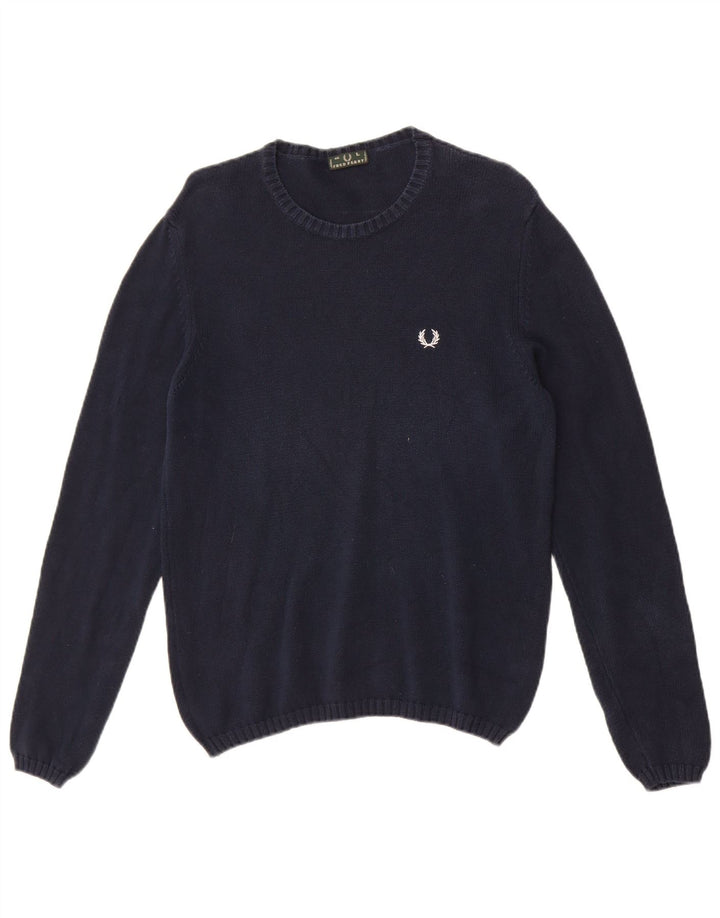Fred Perry Pull à col rond pour homme en coton bleu marine Taille L