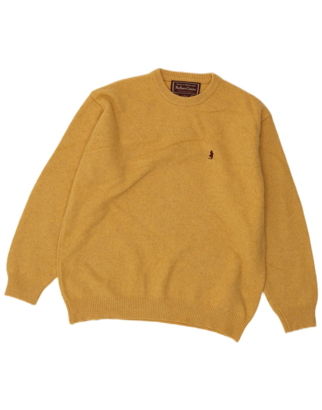 MARLBORO CLASSICS Pull à col rond pour femme UK 16 Grande laine jaune