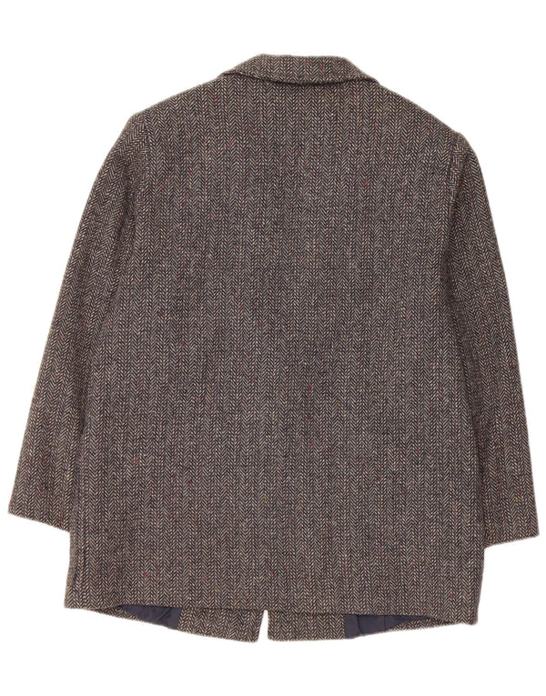 Veste Blazer surdimensionnée femme Vintage UK 10 petits chevrons gris