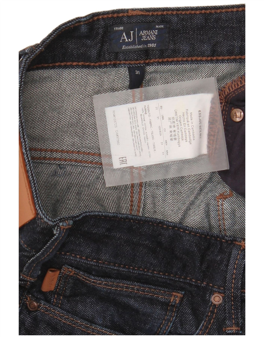 Armani Femme Jean Slim W31 L34 Bleu Marine Coton