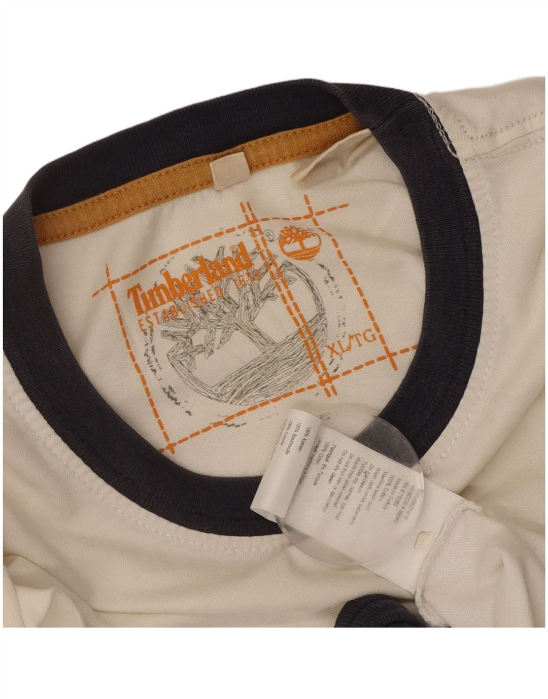 Timberland T-Shirt Graphique Top XL Homme Blanc Cassé Coton