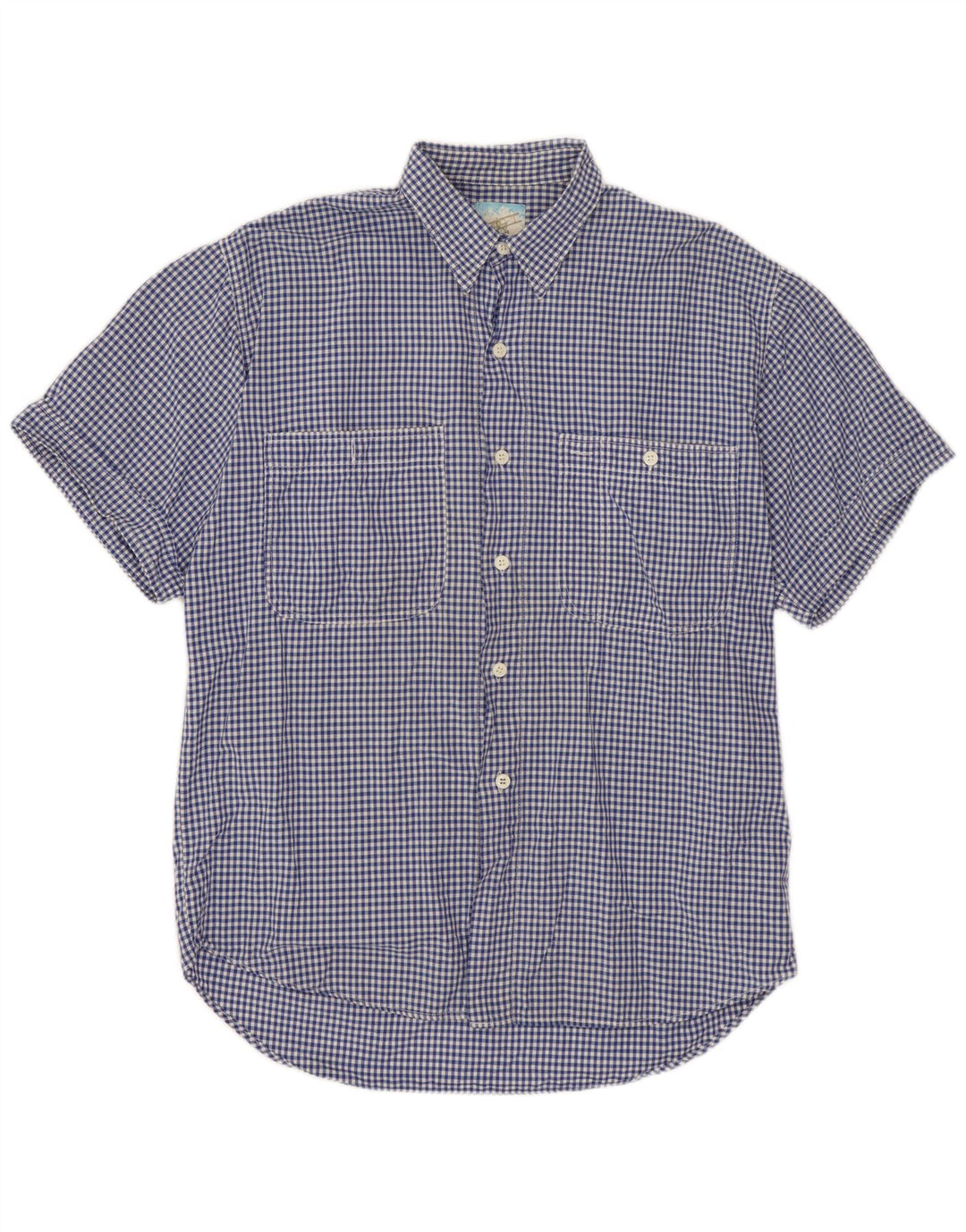 BENETTON Chemise à Manches Courtes Homme XL Bleu Vichy