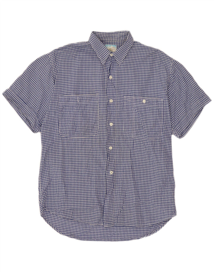BENETTON Chemise à Manches Courtes Homme XL Bleu Vichy