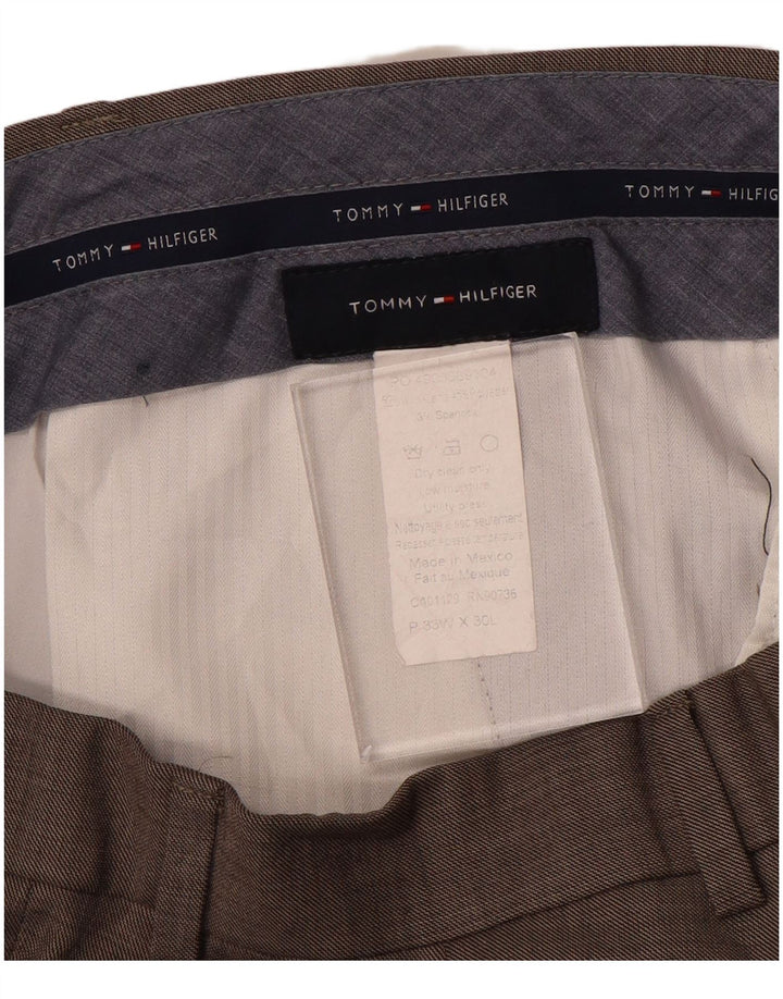 TOMMY HILFIGER Pantalon de Costume Droit Homme W35 L30 Gris Polyester