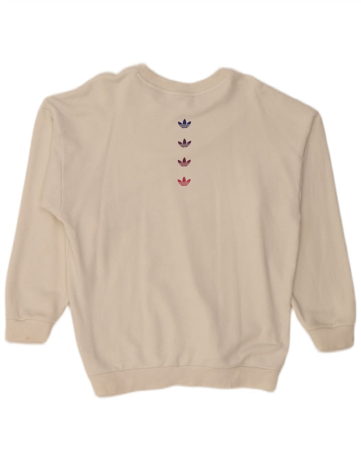 Adidas Sweat-shirt surdimensionné graphique pour femme UK 10 Petit Blanc cassé