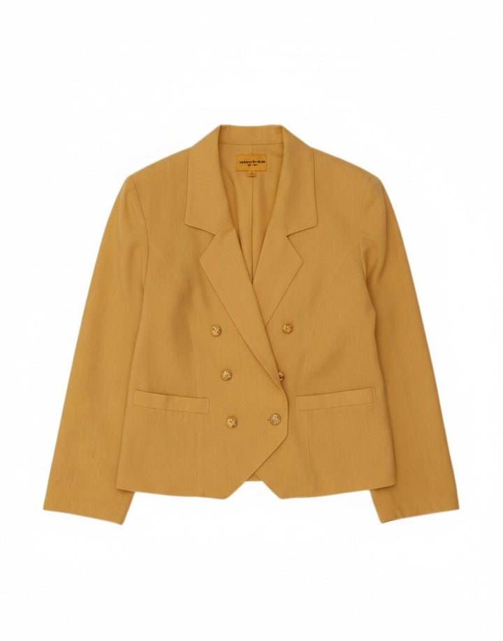 vintage Femme Double Breasted Blazer Veste IT 40 Petit Jaune