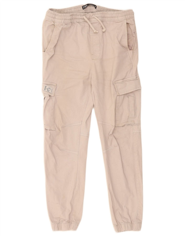 Zara Pantalon Cargo Crop Joggers Homme Moyen W30 L26 Gris Coton