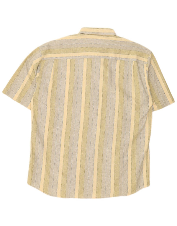 Rover&Lakes Chemise à manches courtes pour homme Taille 41/42 Grand coton rayé jaune