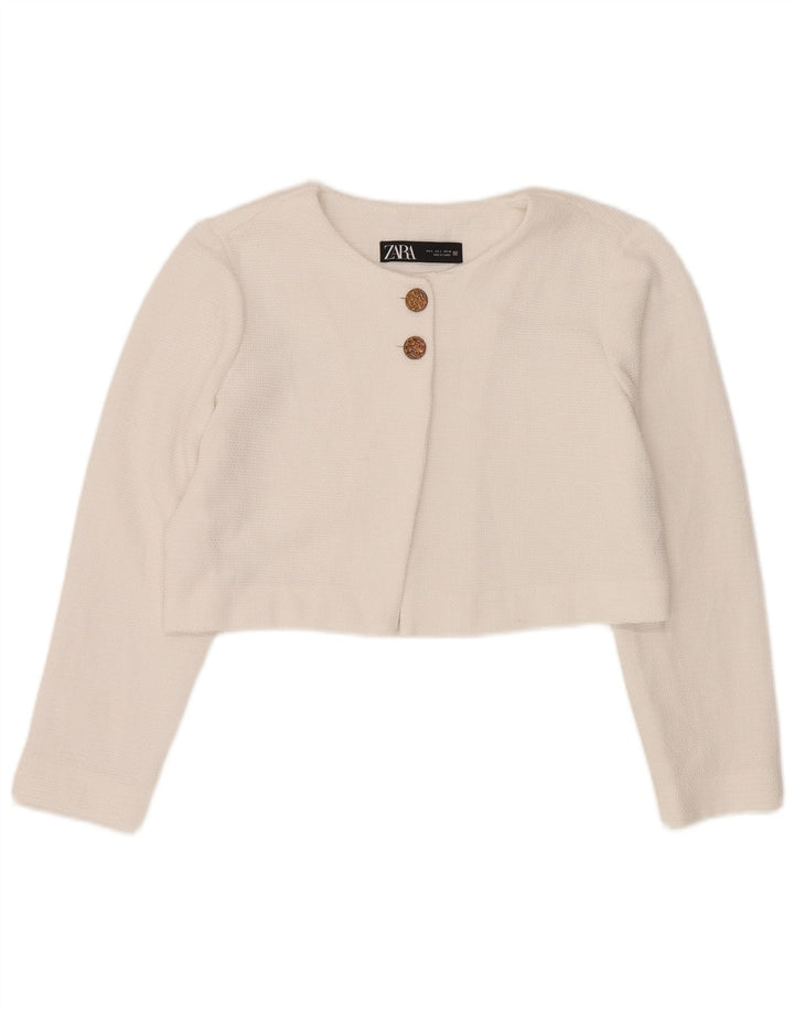 Zara Veste Boléro Femme UK 16 Large Blanc Polyester