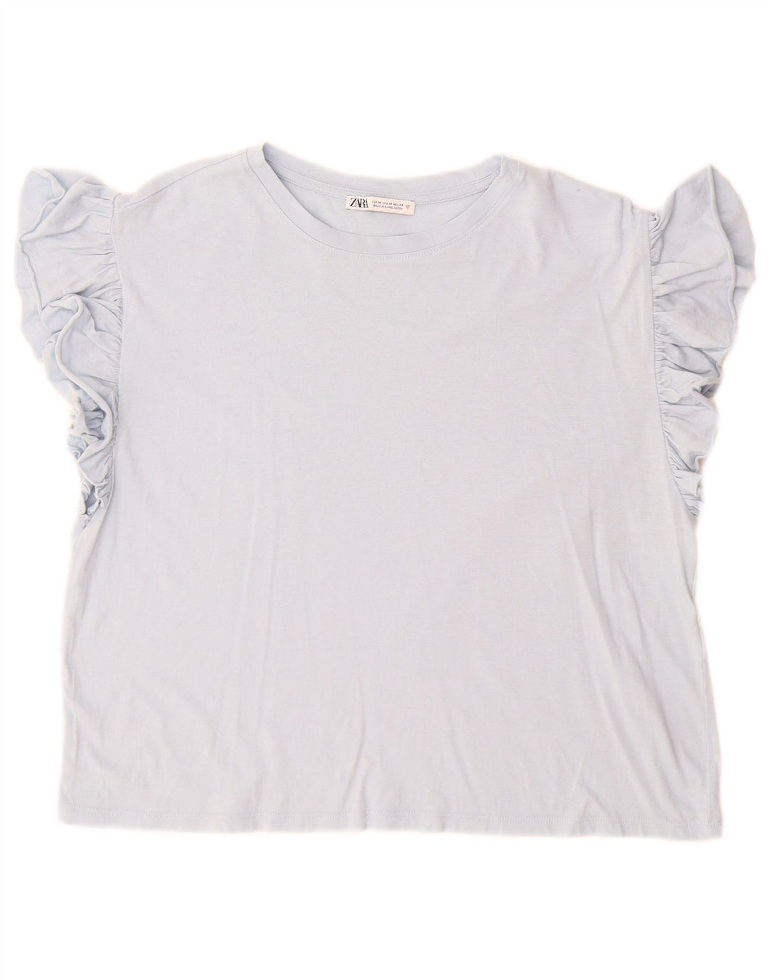 Zara Femme T-Shirt Top UK 14 Bleu Moyen