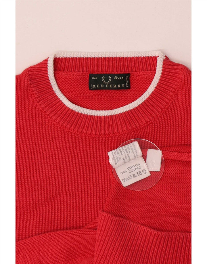 Fred Perry Pull ras du cou pour garçon 7-8 ans Rouge Coton