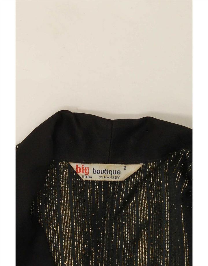 vintage Femmes 1 Bouton Blazer Veste UK 16 Grand Noir Rayé