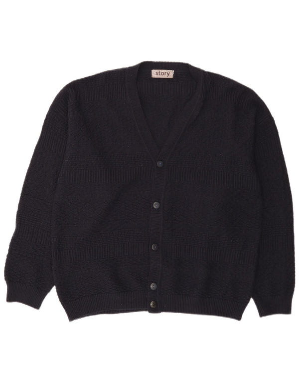 vintage Homme Cardigan Pull XL Bleu Marine