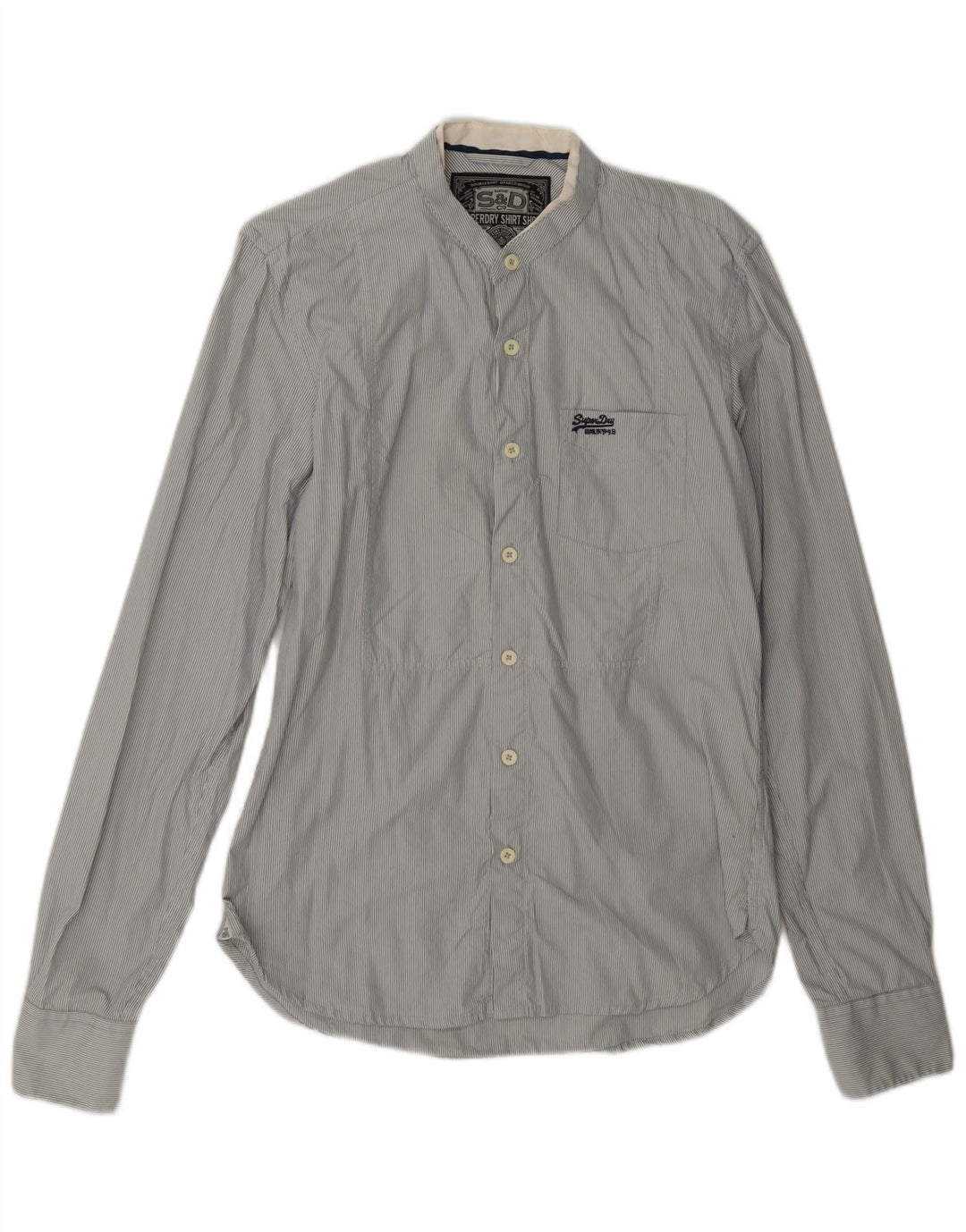 Superdry Chemise Homme Gris Moyen Pinstripe Cotton