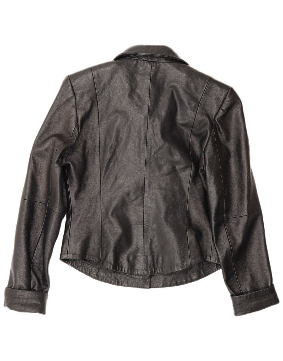veste blazer en cuir femme vintage EU 40 cuir noir moyen
