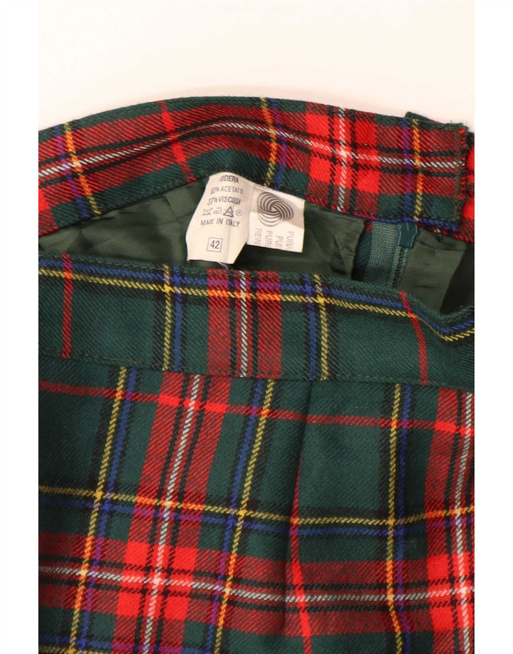 jupe crayon femme vintage IT 42 Medium W28 Laine à carreaux vert