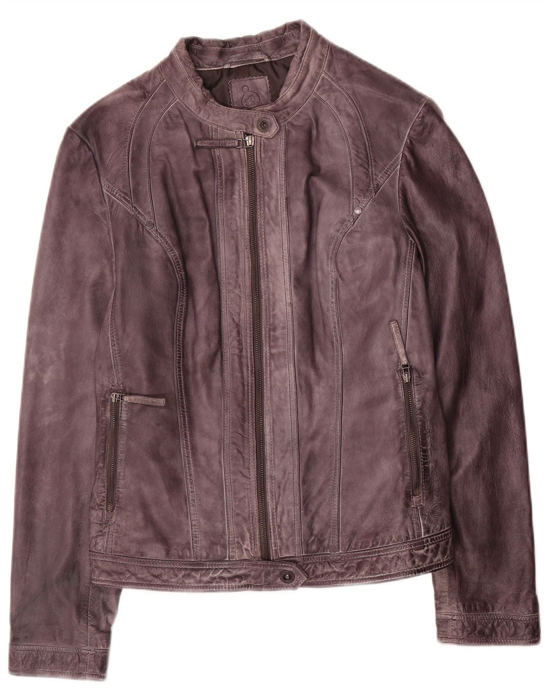 S.Oliver Veste de motard en cuir pour femme UK 16 Grand cuir violet