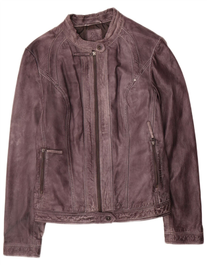 S.Oliver Veste de motard en cuir pour femme UK 16 Grand cuir violet