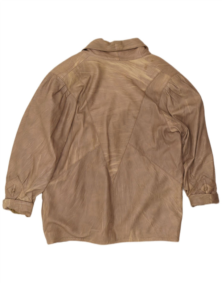 Veste en cuir femme vintage UK 14 Cuir Beige Moyen