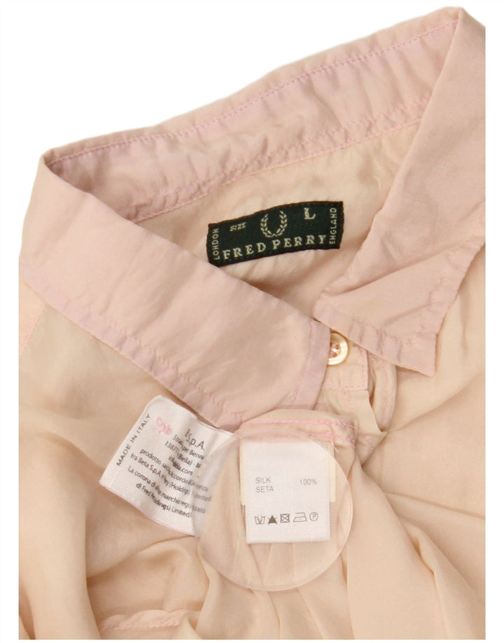 FRED PERRY Chemisier Femme UK 14 Grande Soie Beige