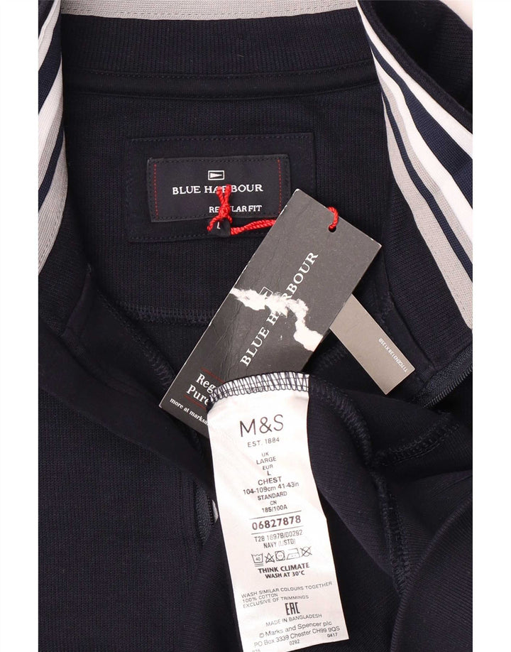 Marks & Spencer Mens Blue Harbour Regular Fit Sweatshirt Jumper Large Navy