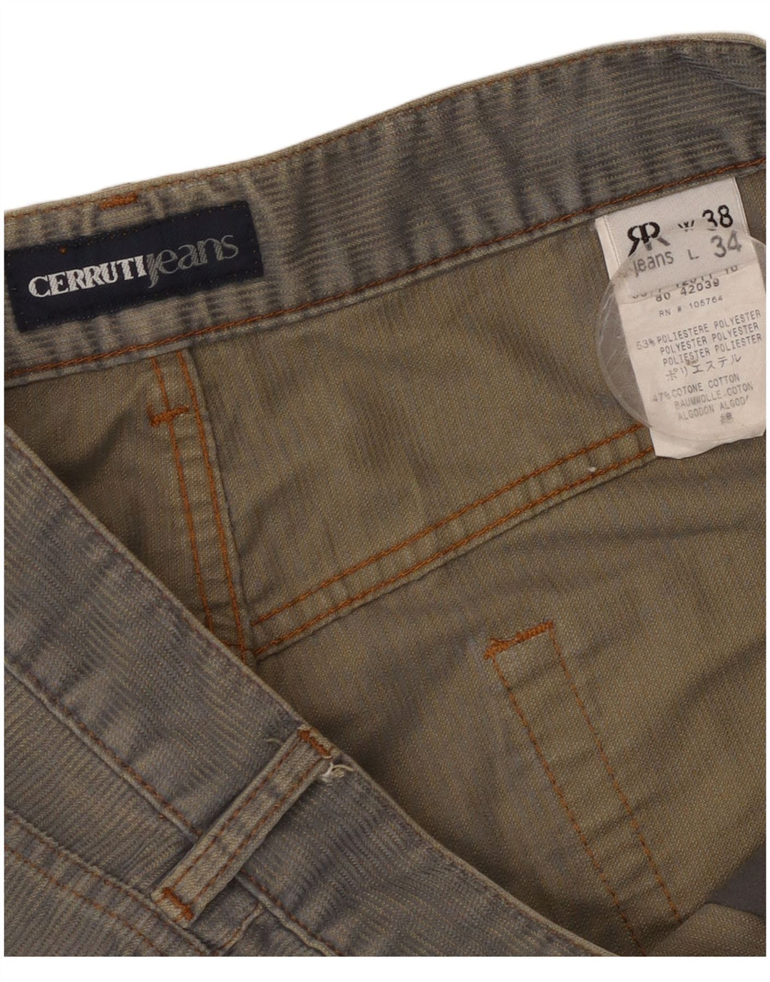 Cerruti Pantalon droit en velours côtelé pour homme W38 L34 Bleu Polyester