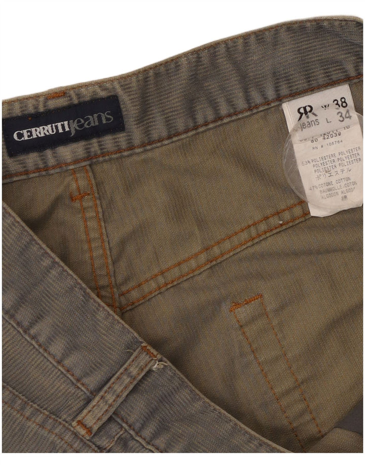 Cerruti Pantalon droit en velours côtelé pour homme W38 L34 Bleu Polyester