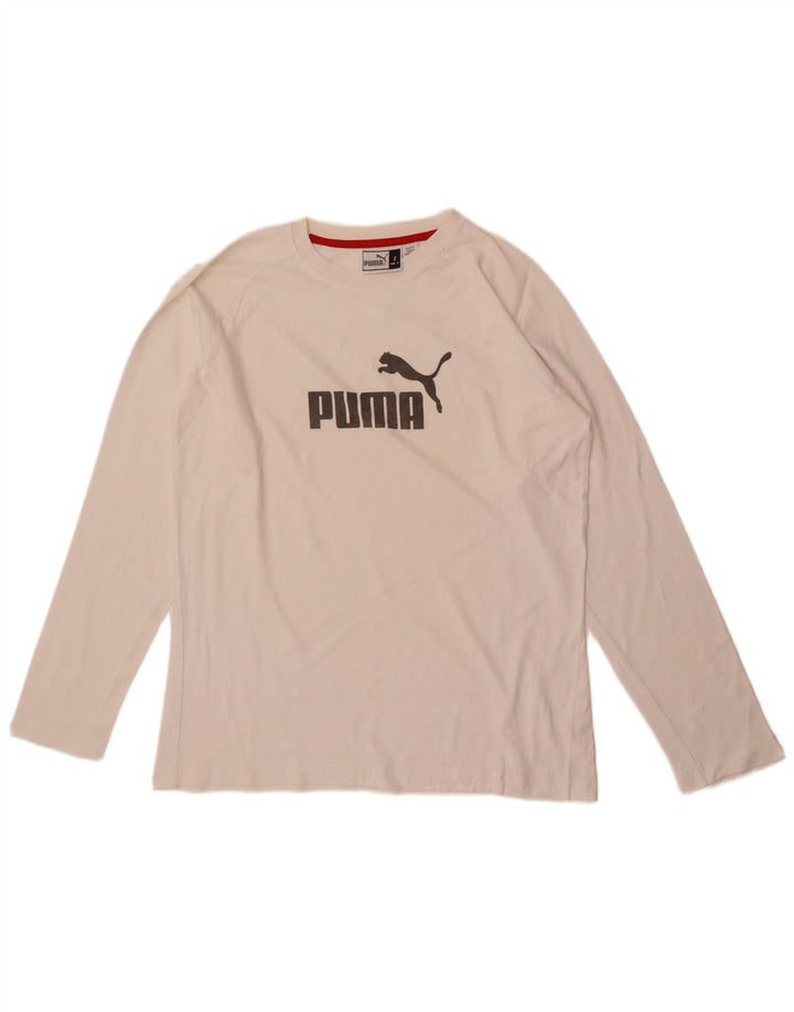 Puma Haut graphique à manches longues pour hommes, petit, blanc