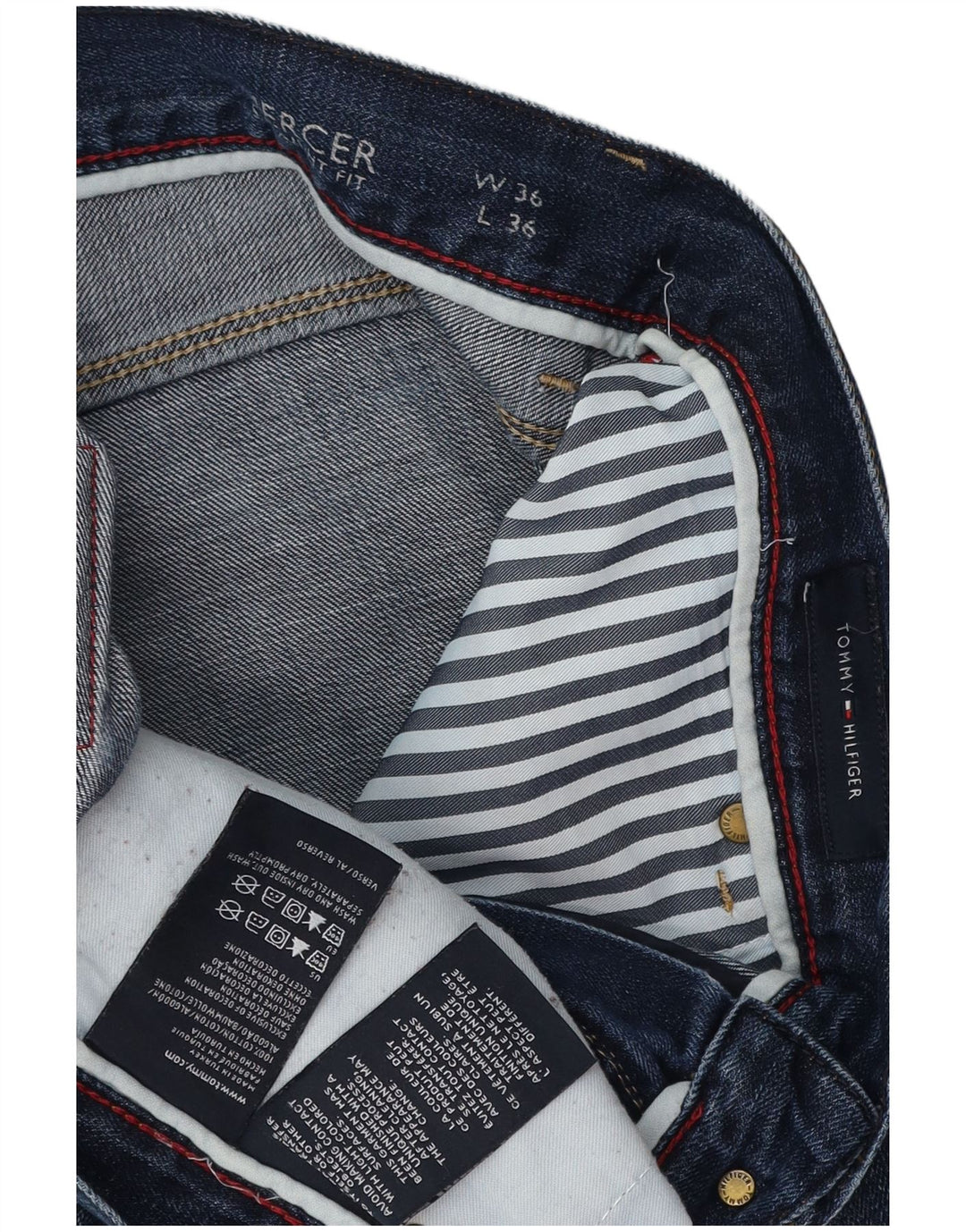 TOMMY HILFIGER Jean Droit Mercer Homme W36 L36 Bleu Coton