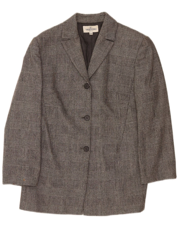 Valentino Veste Blazer 3 Boutons Femme UK 12 Pied-de-Poule Gris Moyen