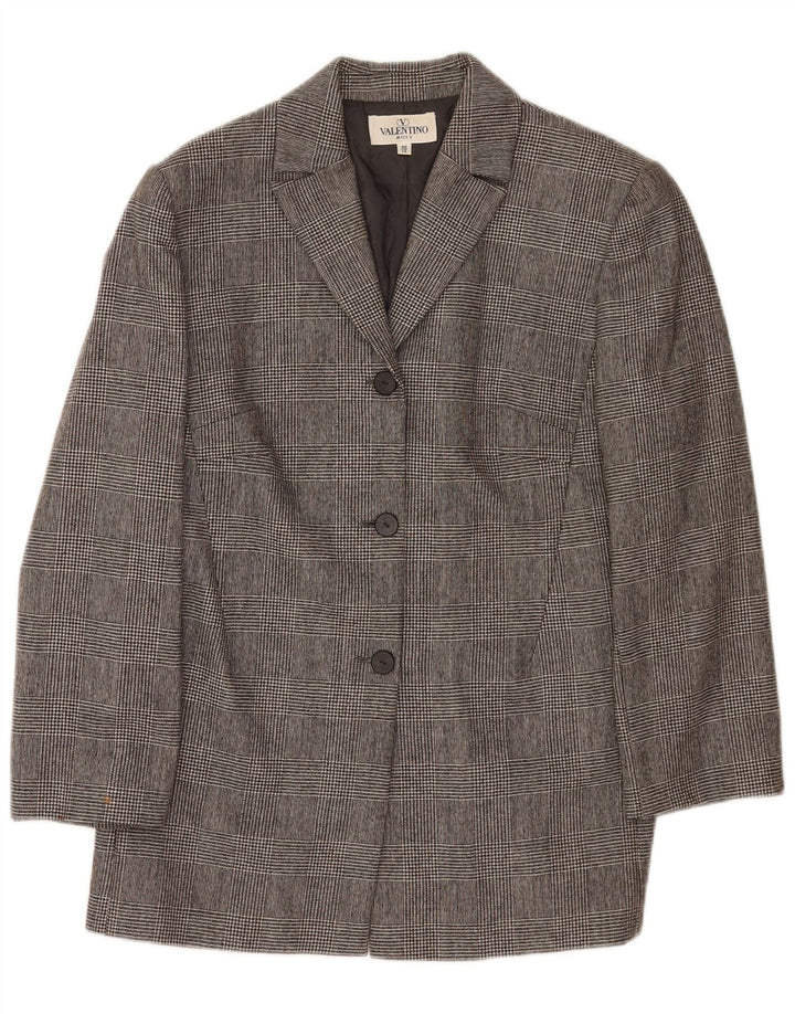 Valentino Veste Blazer 3 Boutons Femme UK 12 Pied-de-Poule Gris Moyen