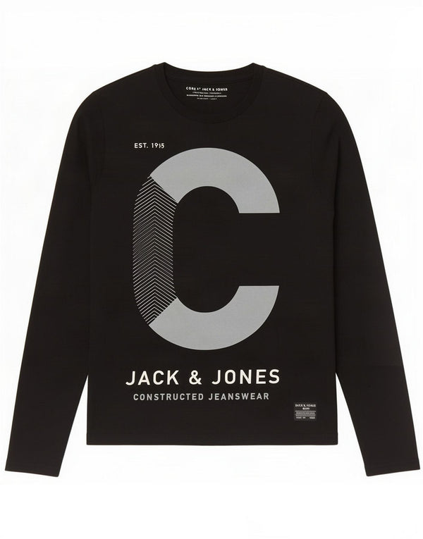 Jack & Jones Haut graphique à manches longues pour homme en coton noir moyen