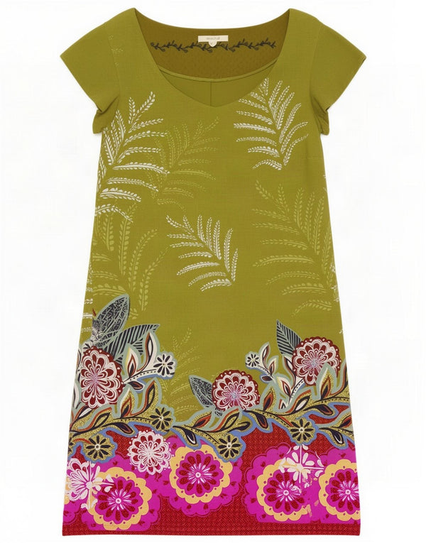 Robe droite graphique White Stuff pour femme UK 8 Small Green Floral Viscose