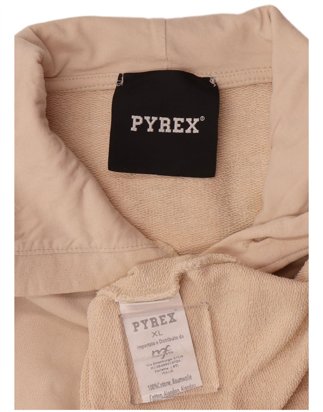 Pyrex Pull à capuche graphique pour homme XL en coton beige