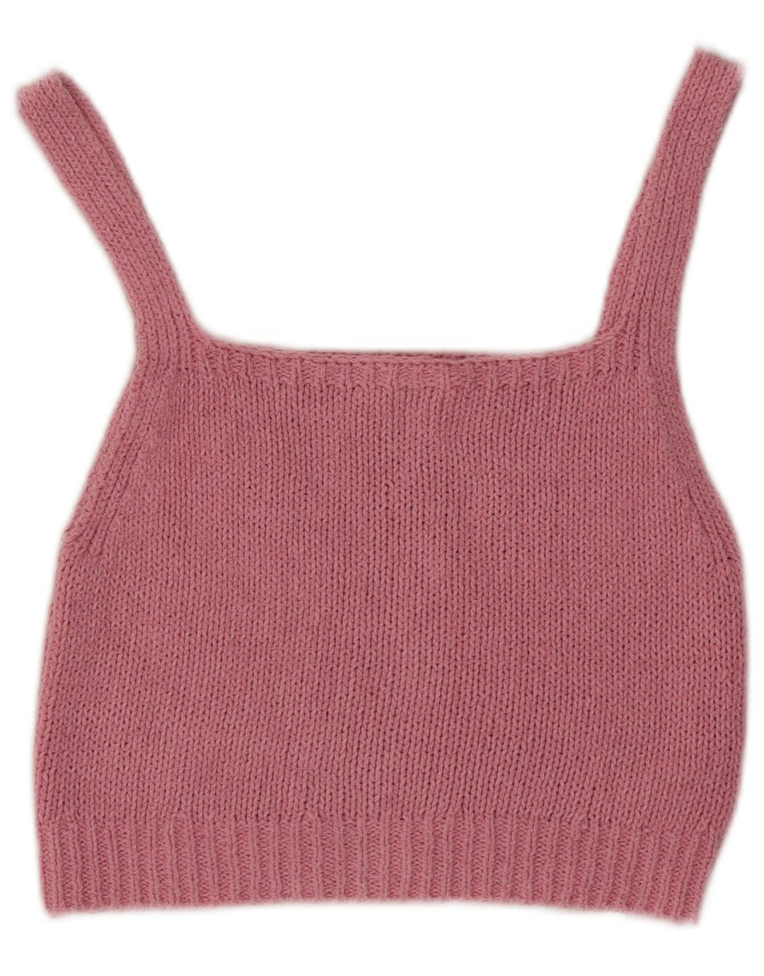 Zara Womens Knit Crop Top UK 12 Coton Rose Moyen