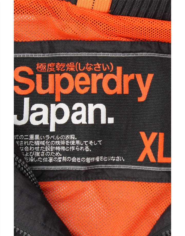 SUPERDRY Veste de pluie graphique pour femme UK 18 XL Nylon noir