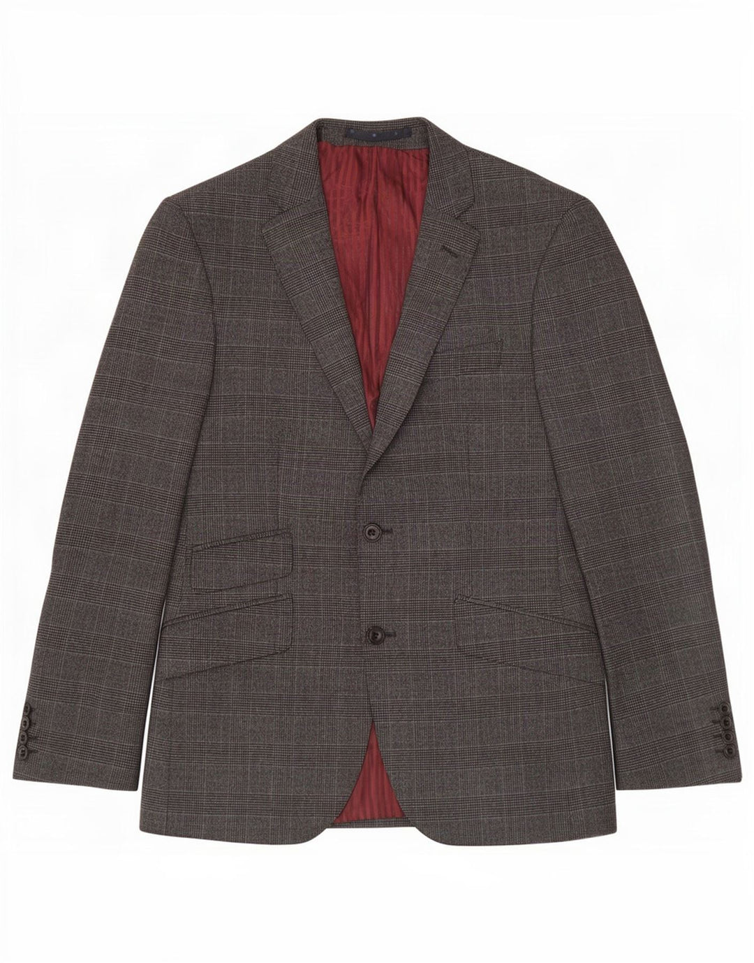 Marks & Spencer Veste blazer à 2 boutons pour homme UK 38 en laine à carreaux gris moyen