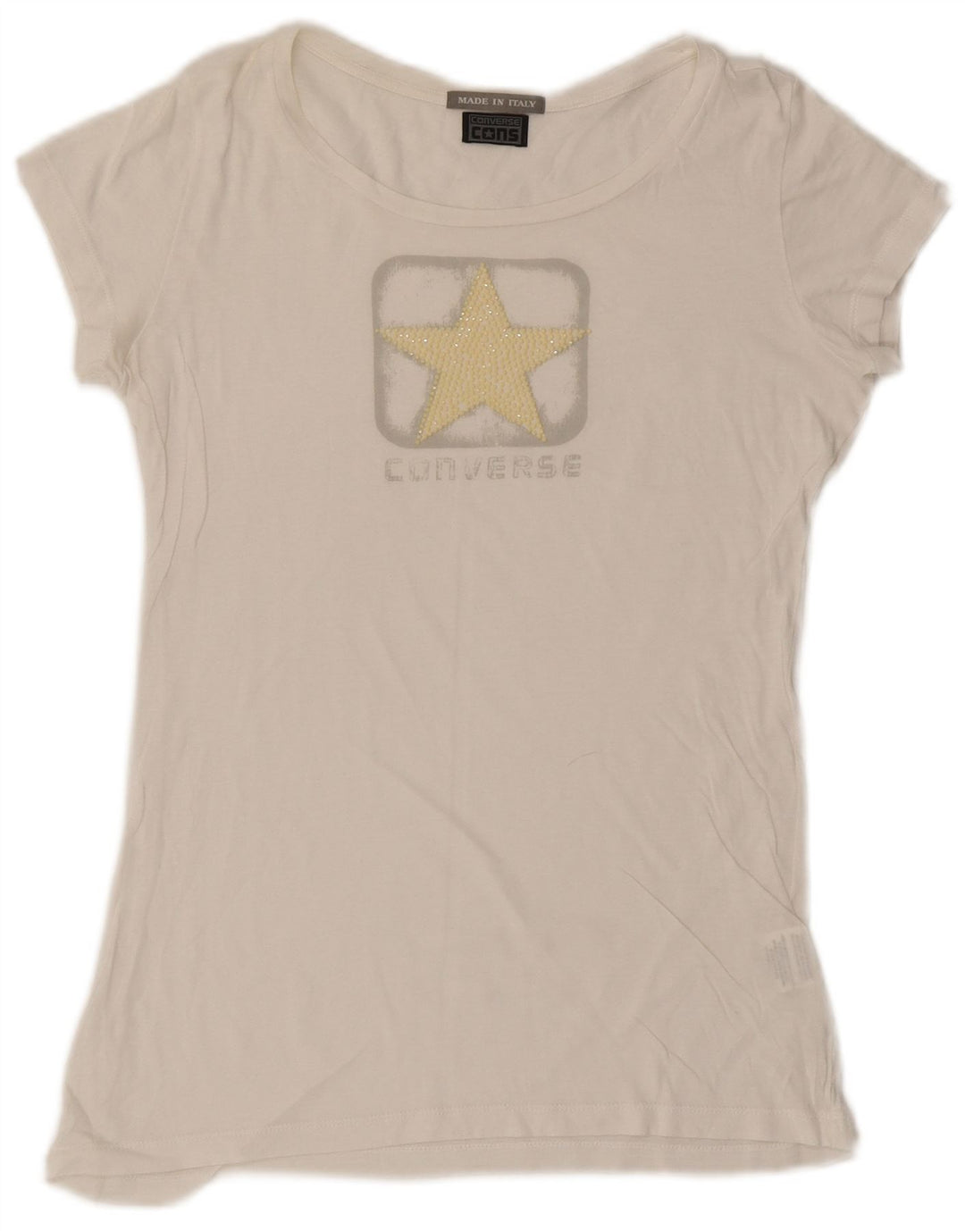 CONVERSE T-shirt graphique pour femme UK 12, coton blanc moyen