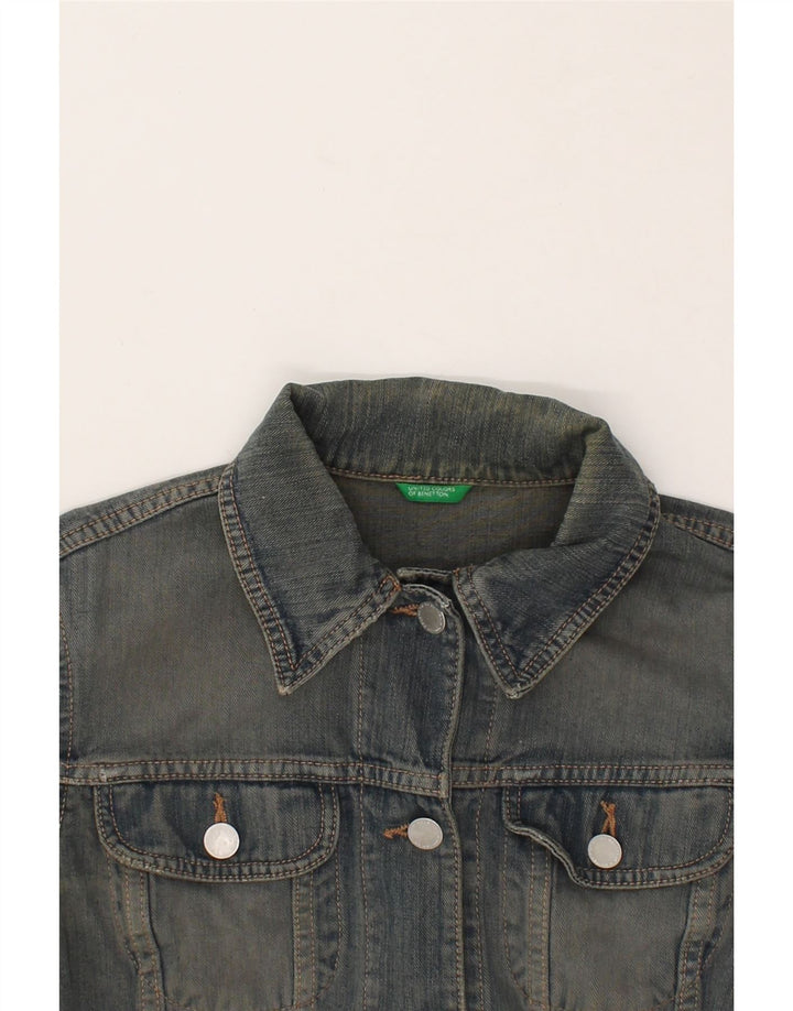 BENETTON Womens Crop Denim Jacket UK 8 Small Blue Cotton Vintage Benetton and Second-Hand Benetton from Messina Hembry 