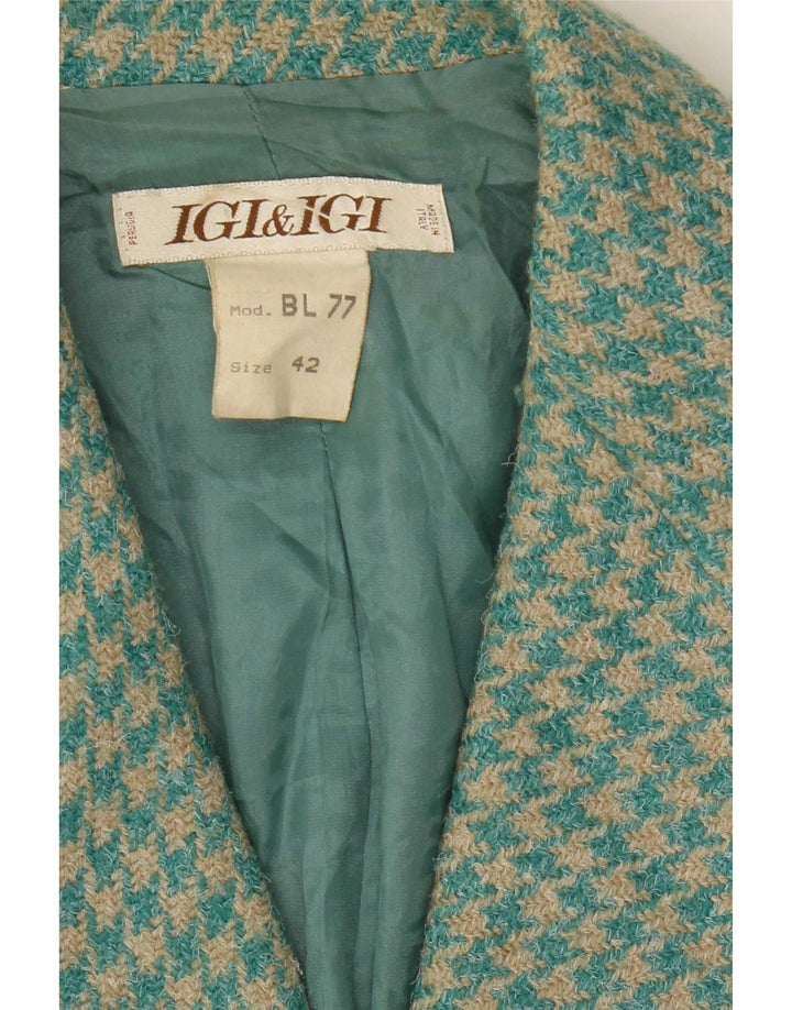 Igi & Femme Veste Blazer 4 Boutons IT 42 Laine Pied-de-Poule Bleu Moyen