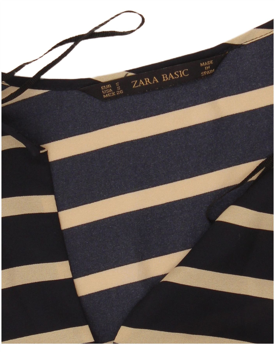 Zara Chemisier à manches longues pour femme UK 10 Petit bleu marine rayé